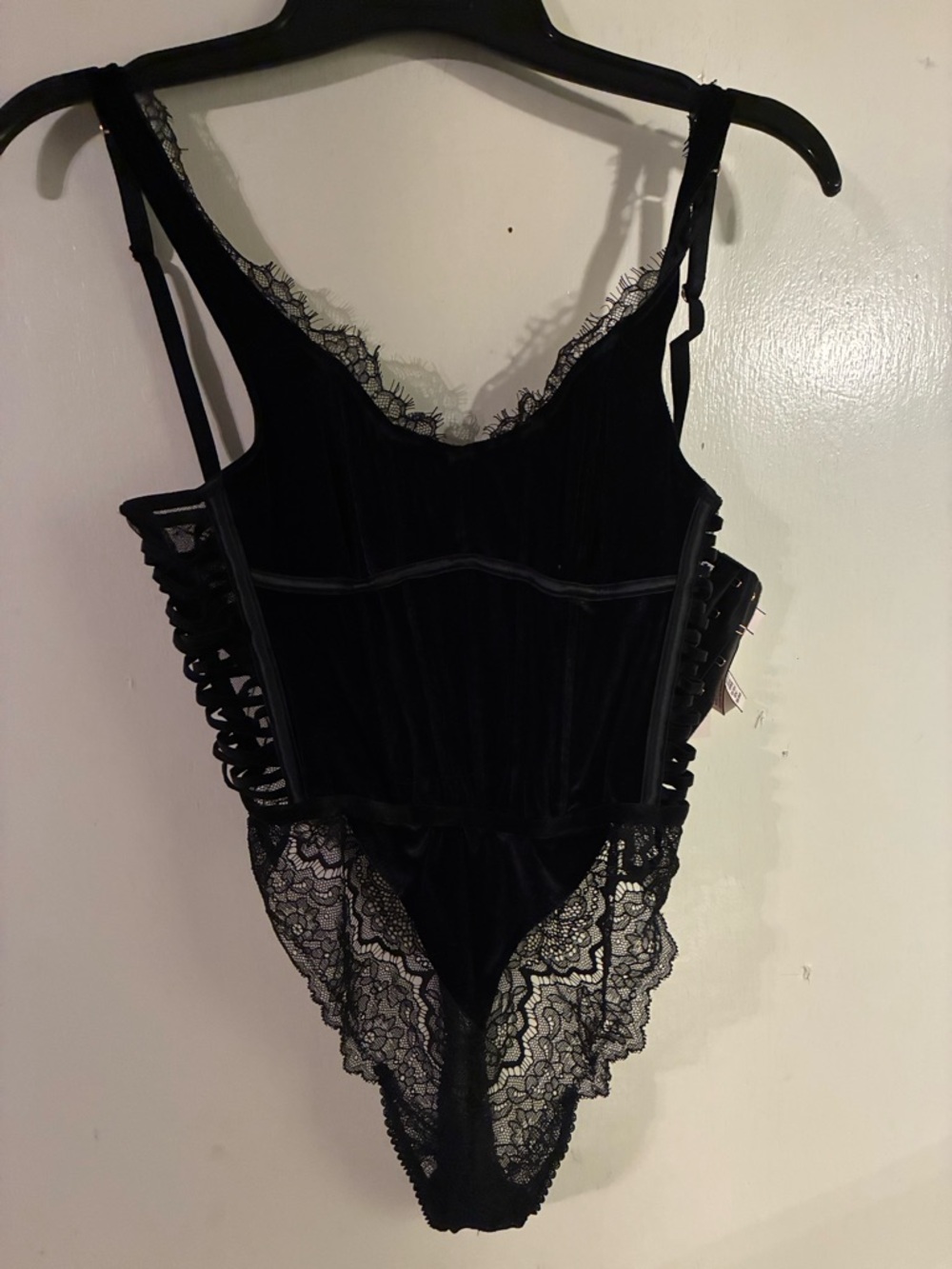 Victoria Secret - Black Lace & Velvet Bodysuit Teddy - lingerie